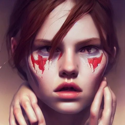 Image similar to hands by annie ralli art, artgem, fullshot, color painting, hyperrealistic, concept art, oil painting, masterpiece, concept art, trending on deviantart, realistic and detailed face, highly detailed, high quality, 8 k, soft lighting, fancy colors, fantasy, cinematic, high coherence