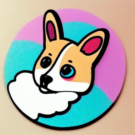 Image similar to Kawaii corgi sticker illustration, soft pastel colors