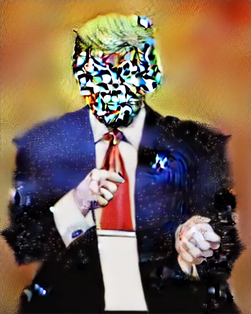 Prompt: digital art, portrait of donald trump sweating profusely, by alan bean, by ross tran, ultra detailed, character design, concept art, trending on artstation,