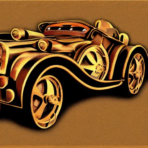 Prompt: car, in the style of (steampunk) (cubism)