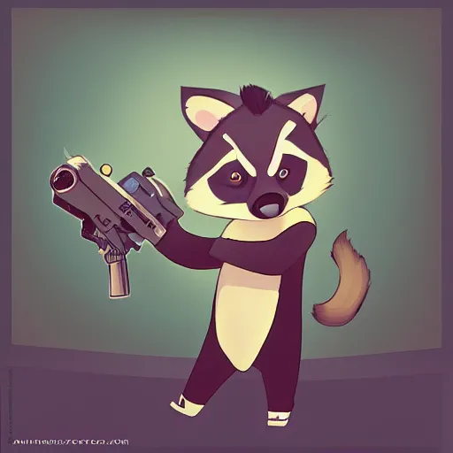 Prompt: “ racoon in the style of zootopia holding laser gun, floating alone, with a black background, digital art, award winning, trending on art station, retro style ”