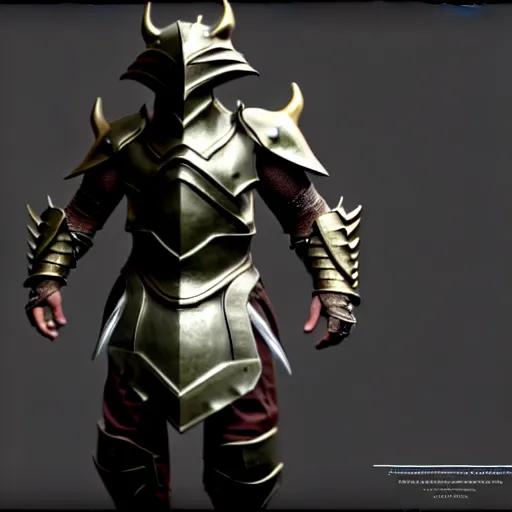 Prompt: dragonborn armor being left off on a wardrobe, photorealistic 3 d octane render, unreal engine