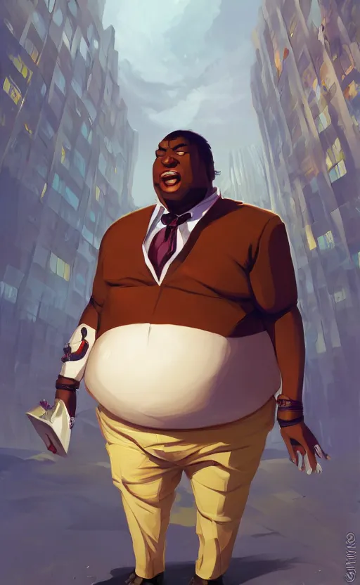 Prompt: overweight afrofuturist tribal afrika villain in business suit, Video game character design , 2d game fanart behance hd by Jesper Ejsing, by RHADS, Makoto Shinkai and Lois van baarle, ilya kuvshinov, rossdraws global illumination