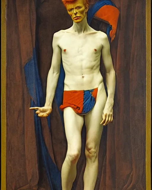 Image similar to david bowie as a diety by jean auguste dominique ingres, labyrinthine, sacred, mystical