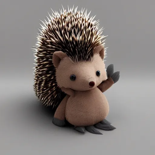 Prompt: cute fumo plush of a hedgehog girl with prickly spines, character design contest winner, silhouette, artstation, vray