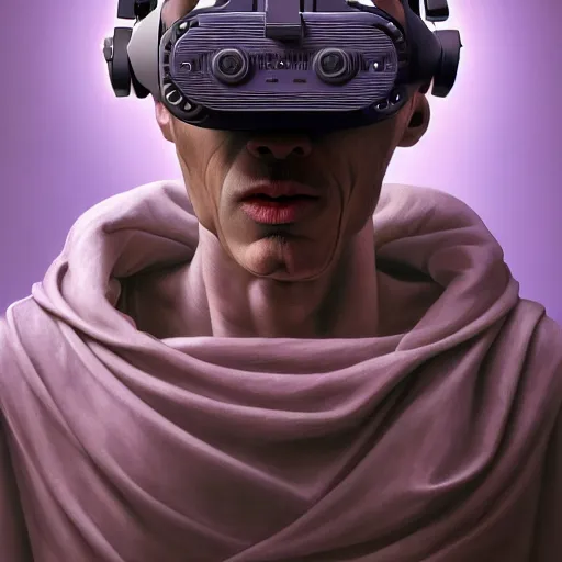 Image similar to Colour Caravaggio and DaVinci style full body portrait Photography of Highly detailed Man with 1000 years old perfect face wearing highly detailed sci-fi VR headset designed by Josan Gonzalez. Many details In style of Josan Gonzalez and Mike Winkelmann and andgreg rutkowski and alphonse muchaand and Caspar David Friedrich and Stephen Hickman and James Gurney and Hiromasa Ogura. Rendered in Blender and Octane Render volumetric natural light