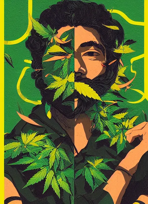 Image similar to profile picture by sachin teng x supreme, marijuana, organic painting, asymmetrical, green, marijuana smoke, matte paint, hard edges, energetic