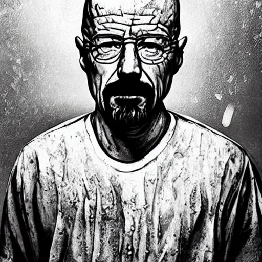 Prompt: “Walter white covered in milk”