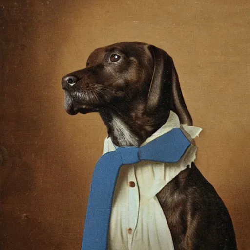 Prompt: dog wearing a tie, 1 8 th century style