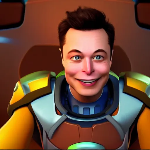 Image similar to portrait of elon musk in ratchet and clank, in game graphic, ps 5 gameplay, screenshot, high quality