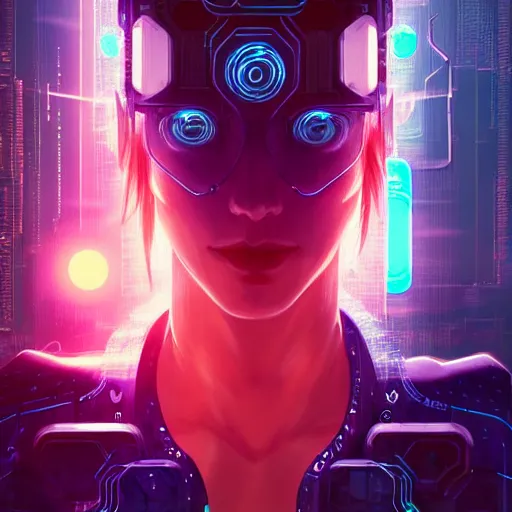 Image similar to a cyberpunk netrunner using a glowing interface, centered in the frame, cyberpunk concept art by Jean Giraud and wlop and artgerm and josan gonzales, digital art, highly detailed, intricate, sci-fi, sharp focus, Trending on Artstation HQ, deviantart, 4K UHD image