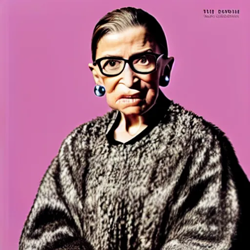 Prompt: ruth bader ginsburg on the cover of igor by tyler the creator, album artwork