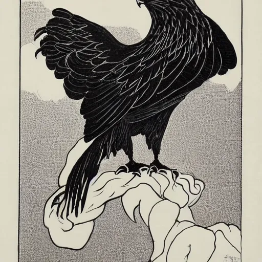 Image similar to golden eagle by aubrey beardsley