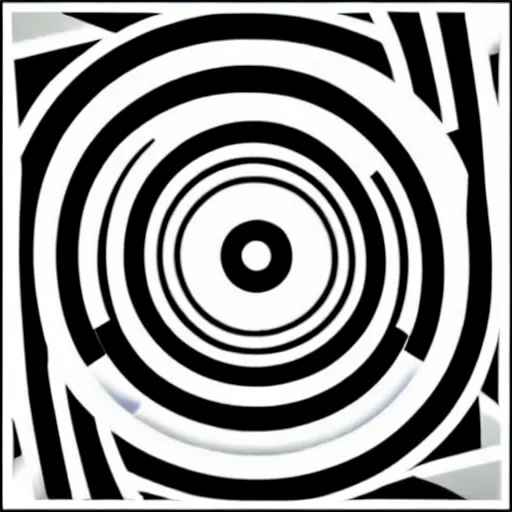 Image similar to real optical illusion, circles, squares, lines, black and white, illusion