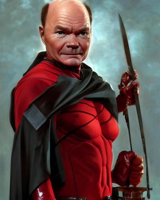 Image similar to Red Forman, Batman portrayed by Red Forman, digital art, trending on artstation oil on canvas by J. C. Leyendecker and Edmund Blair Leighton and Charlie Bowater octane render