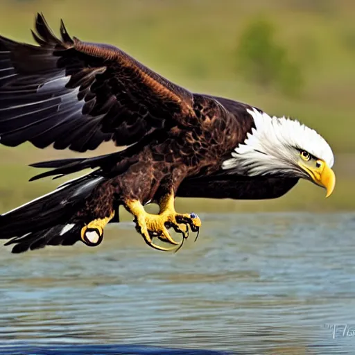 Image similar to bald eagle fighting a snake, wildlife photography