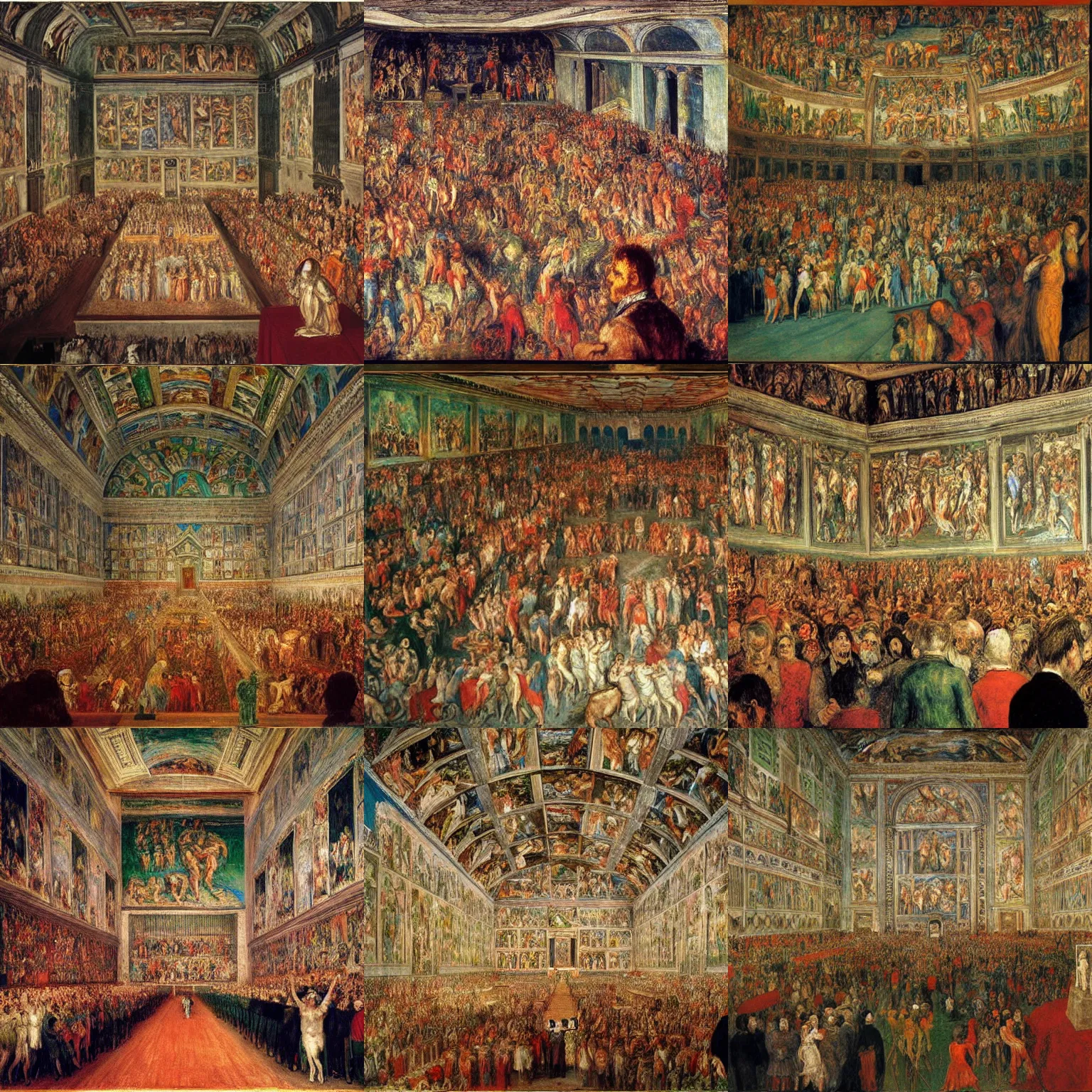 Prompt: sistine chapel painted by james ensor