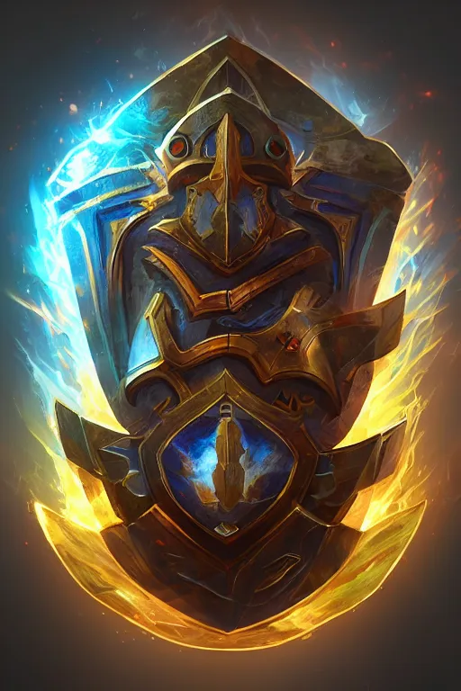 Image similar to shield fantasy epic legends game icon stylized digital illustration radiating a glowing aura global illumination ray tracing hdr fanart arstation by ian pesty and katarzyna da „ bek - chmiel