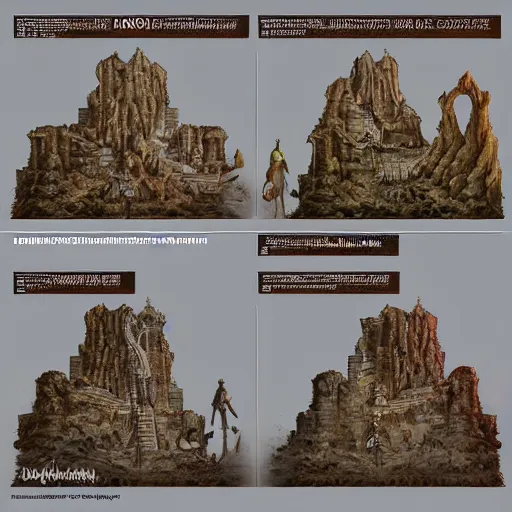 Image similar to dungeon map board concept d & d cave, top shot, desert, dices, vulcanic ground, monument, tribal hollows and build. hyper detailed, fantasy style art, highly detailed, digital painting, artstation, concept art, smooth, sharp focus, illustration, art by artgerm and greg rutkowski and alphonse mucha