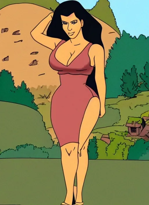 Prompt: TV show still of kim kardashian in King Of The Hill.