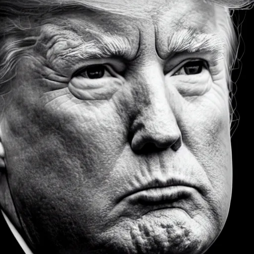 Image similar to , donald trump, joe biden, ron desantis, nancy pelosi, symmetrical, close up face portrait of ash catchem, scowling, studio lighting, depth of field, photography, black and white, highly detailed