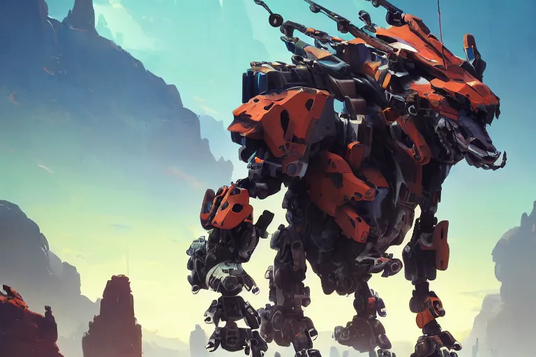 Image similar to scrapper machine mecha animal beast robot of horizon forbidden west horizon zero dawn bioluminiscence, behance hd by jesper ejsing, by rhads, makoto shinkai and lois van baarle, ilya kuvshinov, rossdraws global illumination