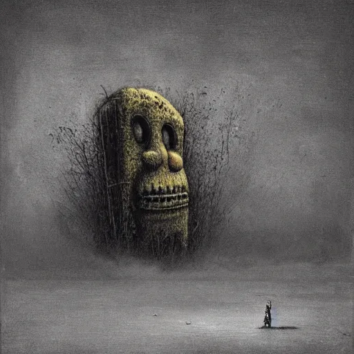 Image similar to dessicated spongebob rotting at the bottom of the sea beksinski