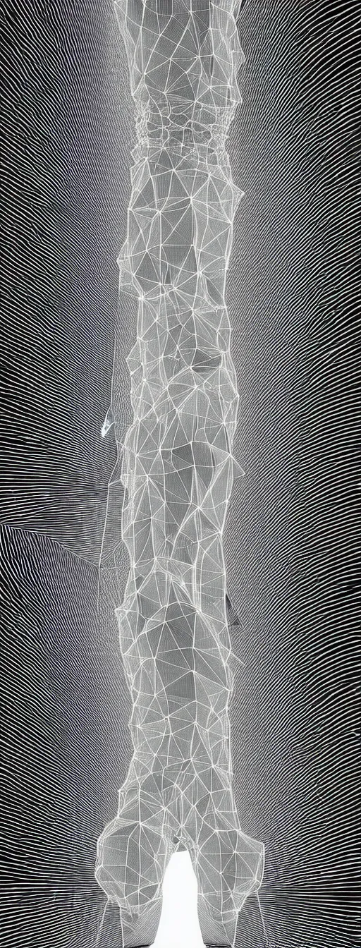 Prompt: black and white light 3D geometry, wireframe, matte bright highly detailed, poetic, 3D render, digital art, octane render, 8K artistic photography, photo-realistic, by Dora Maar