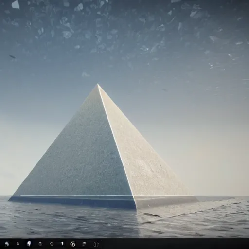 Image similar to highly detailed concept art ray tracing 8 k brutalist pyramid in the ocean storm unreal engine 5