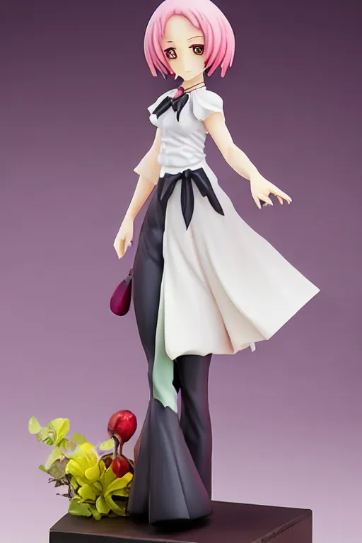 Prompt: figurine of guillotine wearing an elegant summer blouse, personification, official store photo, commercial photo, featured on amiami, lovecraftian, 8 k, 8 5 mm, beautiful composition