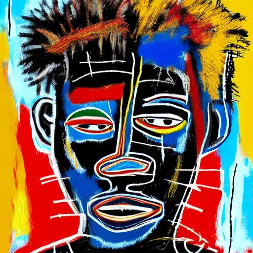 Image similar to A extremely highly detailed majestic hi-res beautiful immaculate head and shoulders painting of a strong black african man by Jean-Michel Basquiat, 8k, high textures, hyper sharp, insanely detailed and intricate, super detailed, 4k HDR high quality