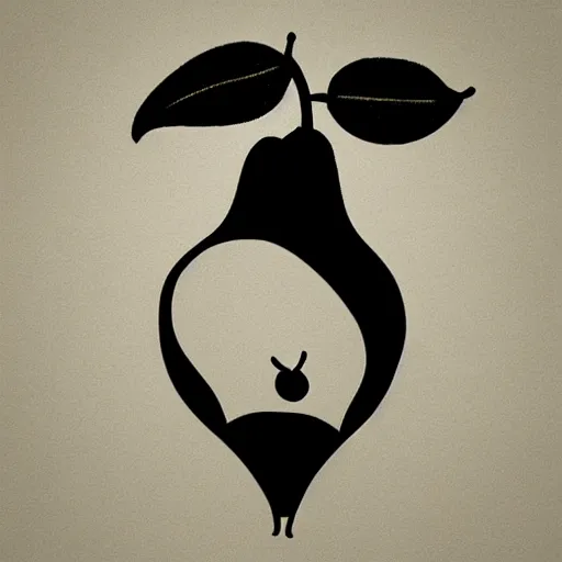 Prompt: pear logo, minimalistic design, banksy, bold, sharp, white background, illustration, by franks stella, by joe baer