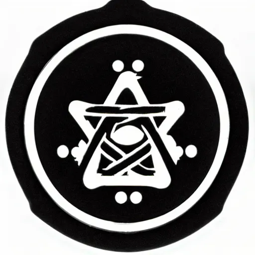 Image similar to transhumanism, metal badge with a hair clip, science, eternity, long life, technology, atom, reliability