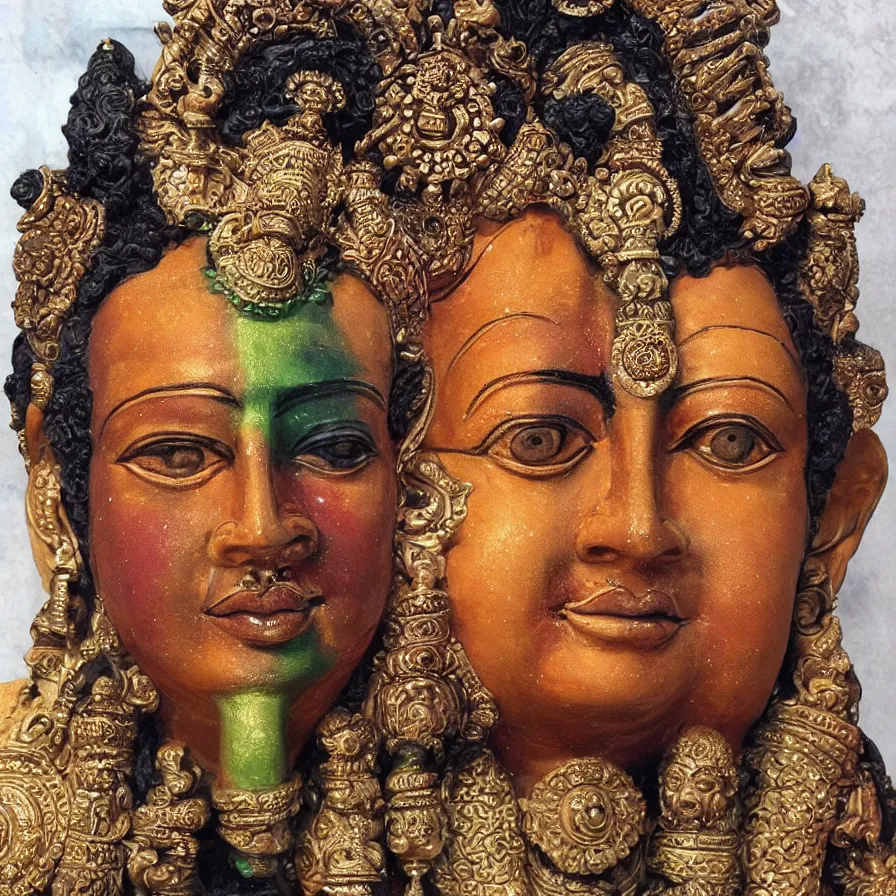 Image similar to faces of all hindu deities combined into one face