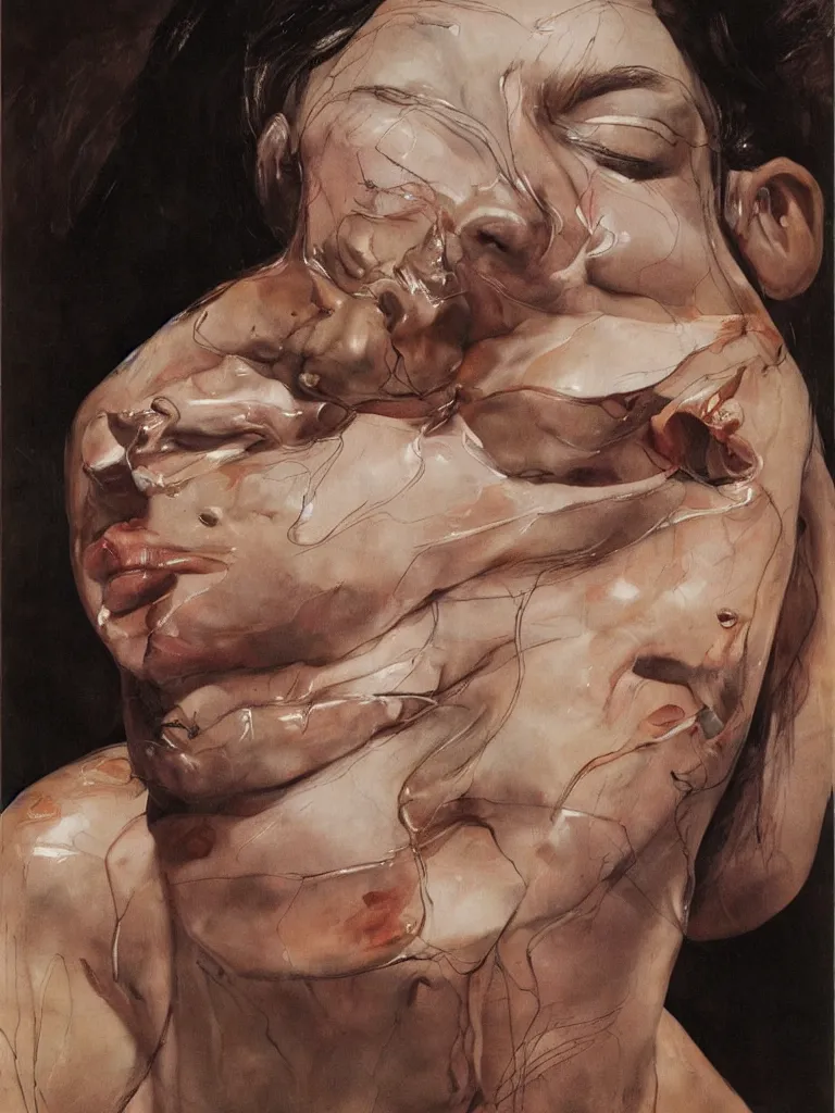 Image similar to Jenny Saville female at night moonlight skin