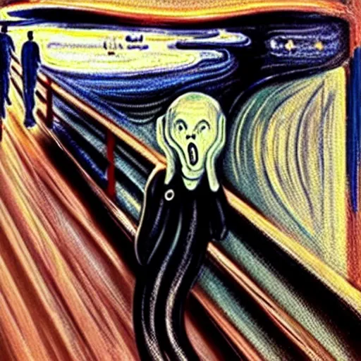 Prompt: that feeling when someone kicks you in your nuts, trending on artstation, in the style of the scream by edvard munch