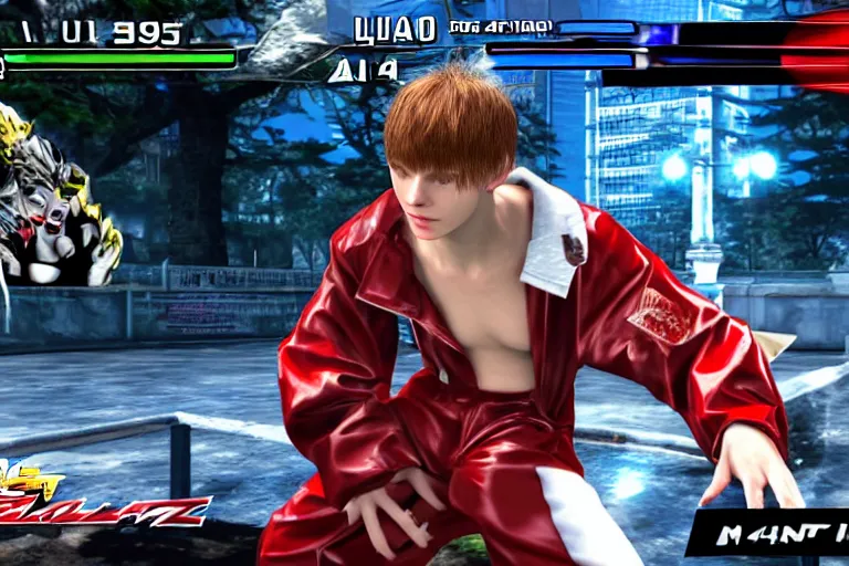 Prompt: Bladee from Drain Gang in Tekken 3, screenshot