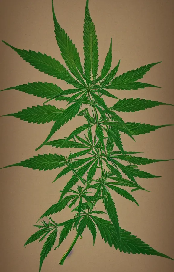 Image similar to botanical illustration of cannabis plant