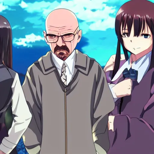 Image similar to walter white in an anime visual novel