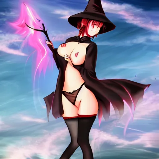 Image similar to Flirty anime witch casting magic, Deviantart