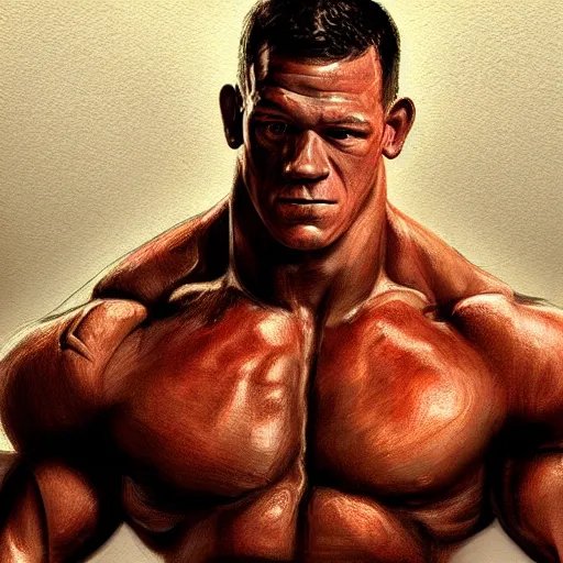 Image similar to a well designed portrait of John Cena , detailed, realistic, sketch style, Artstation,Greg Rutkowski, 8K resolution.