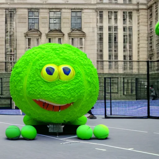 Image similar to a tennis ball monster by jeff koons