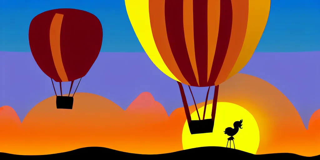 Image similar to hot air balloon, sunset, cartoon