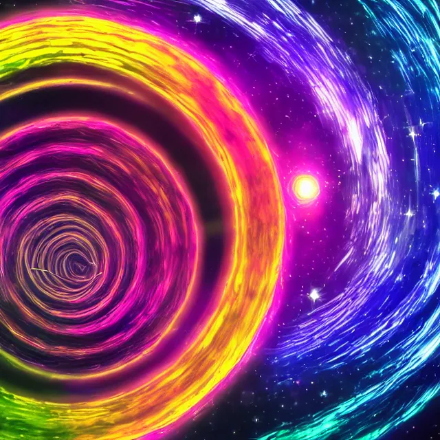 Prompt: cosmic ouroboros devouring itself onto infinity, chromatic aberration polychromatic color scheme