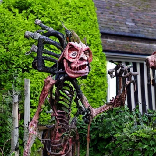 Prompt: starring through your bedroom window to see nightmare fuel standing in your garden