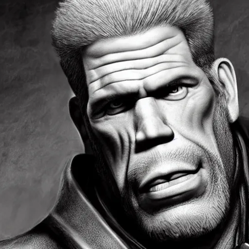 Image similar to Warhammer 40k Ron Perlman, photorealistic