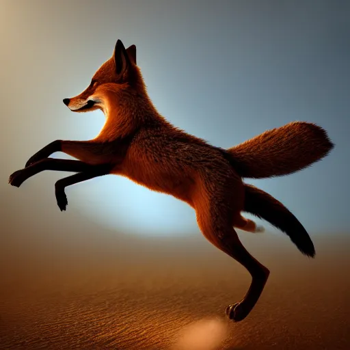 Image similar to the quick brown fox jumps over the lazy dog, photorealistic 4K volumetric lighting trending on artstation high detail digital