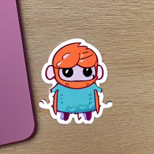 Image similar to a sticker illustration of a cute little monster