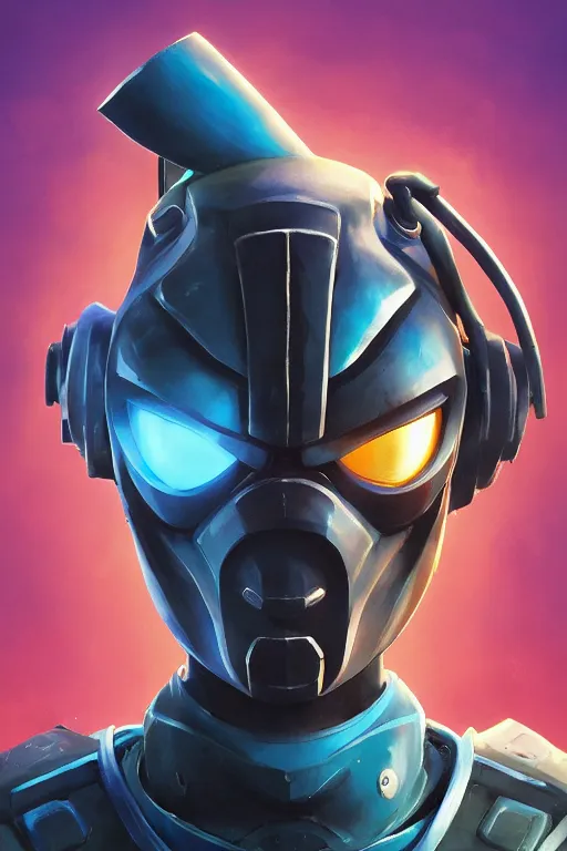 Image similar to epic mask helmet robot ninja portrait stylized as fornite style game design fanart by concept artist gervasio canda, behance hd by jesper ejsing, by rhads, makoto shinkai and lois van baarle, ilya kuvshinov, rossdraws global illumination radiating a glowing aura global illumination ray tracing hdr render in unreal engine 5