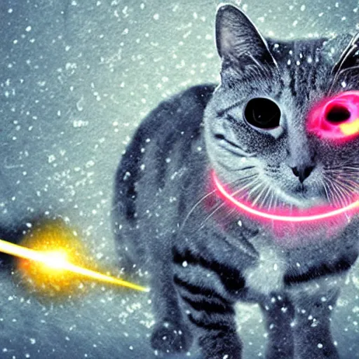 Image similar to cyborg cat with laser guns drawn in the blizzard style artists